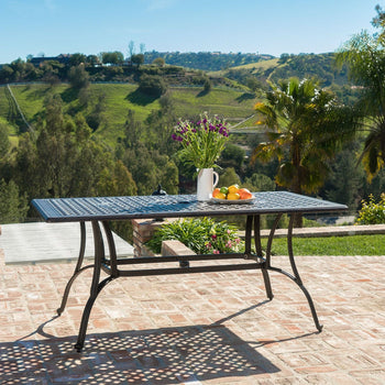 Cast Aluminum 40 x 70 inch Outdoor Dining Table in Bronze - Deals Kiosk