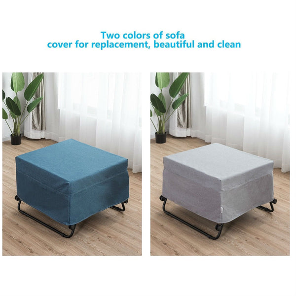 Folding Rollaway Guest Bed Frame Ottoman with Mattress and Casters - Deals Kiosk