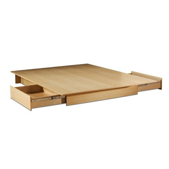 Full / Queen size Modern Platform Bed Frame in Natural Wood Finish - Deals Kiosk
