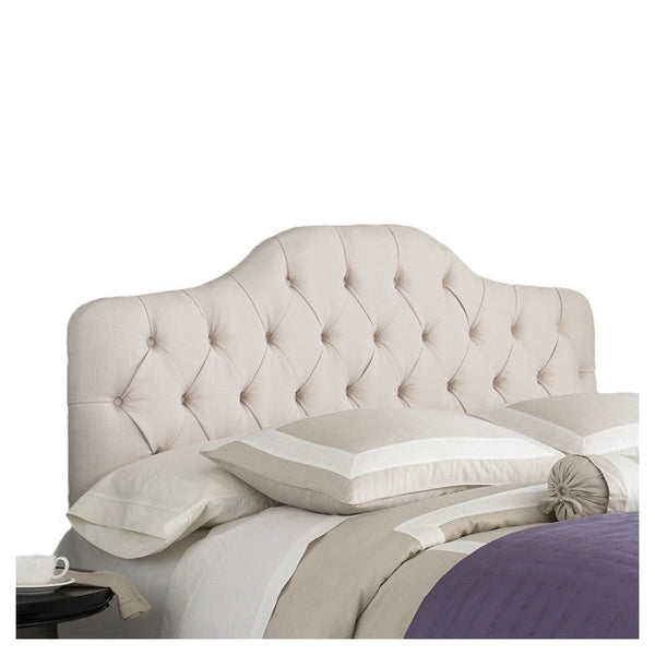 Full / Queen size Ivory Color Button-Tufted Upholstered Headboard - Deals Kiosk