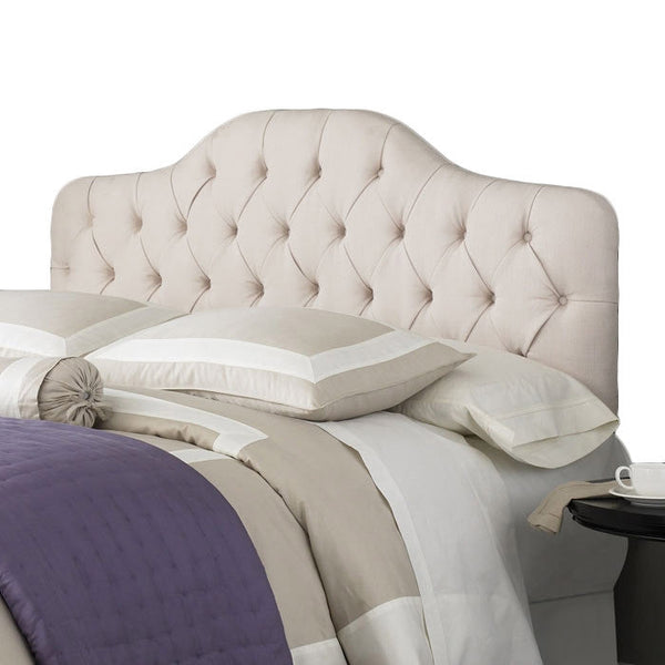 Full / Queen size Ivory Color Button-Tufted Upholstered Headboard - Deals Kiosk