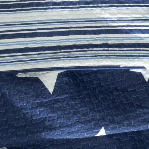 Full / Queen Navy Stars And Stripes At Night Quilt Coverlet Bedspread Set - Deals Kiosk
