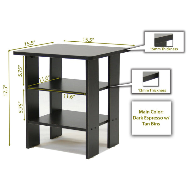 Espresso End Table Nightstand for Bedroom or Living Room - Deals Kiosk