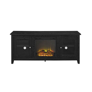 Black 2-in-1 TV Stand with Electric Fireplace Heater - Deals Kiosk
