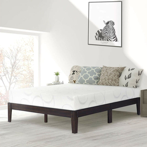 Full size Solid Wood Platform Bed Frame in Dark Brown - Deals Kiosk