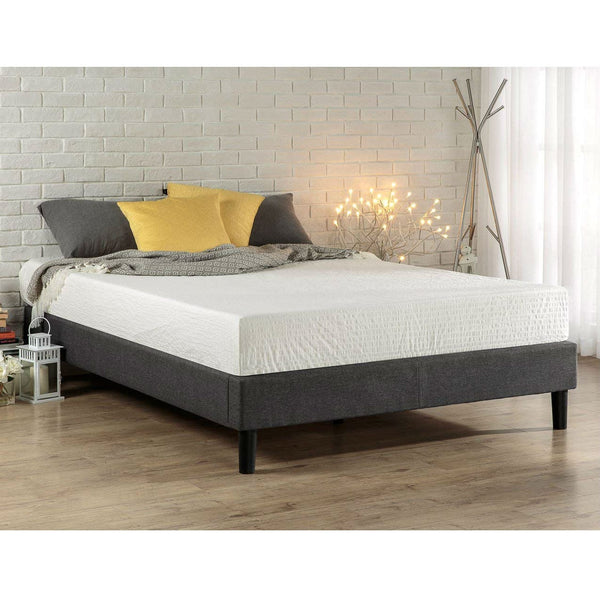 Full size Upholstered Platform Bed Frame with Padded Grey Upholstery - Deals Kiosk