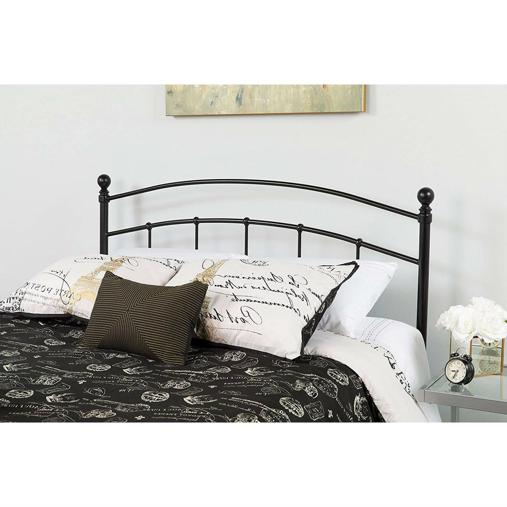 Full size Classic Black Metal Headboard with Round Posts - Deals Kiosk