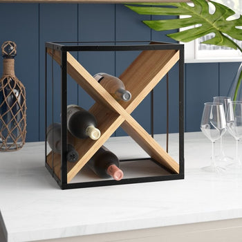 Farmhouse Assembled Rustic 16 Bottle Tabletop Wine Bottle Rack - Deals Kiosk