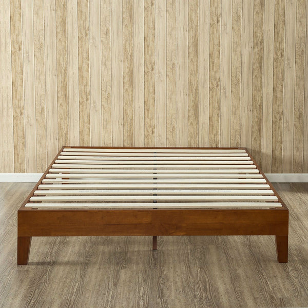 Full size Low Profile Platform Bed Frame in Cherry Wood Finish - Deals Kiosk
