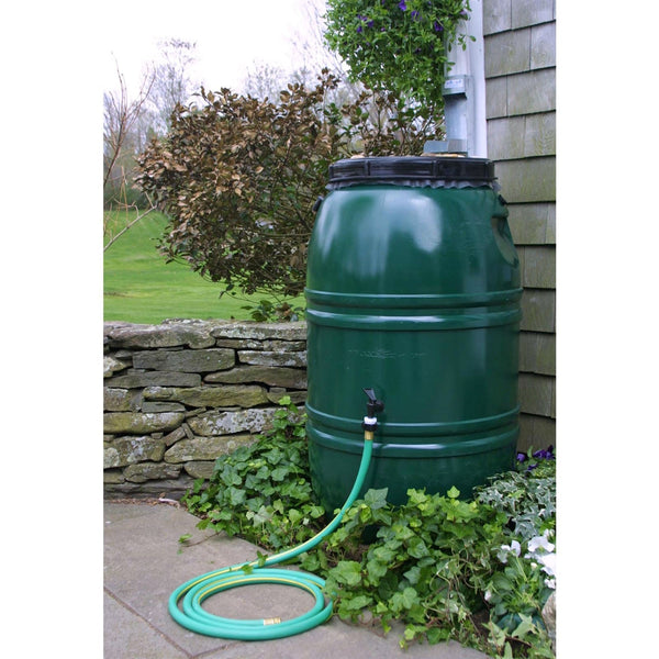 60-Gallon High Density Polyethylene Plastic Rain Barrel in Forest Green