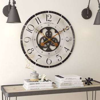 Rustic Bronze Industrial FarmHome Round Oversized Wall Clock - Deals Kiosk