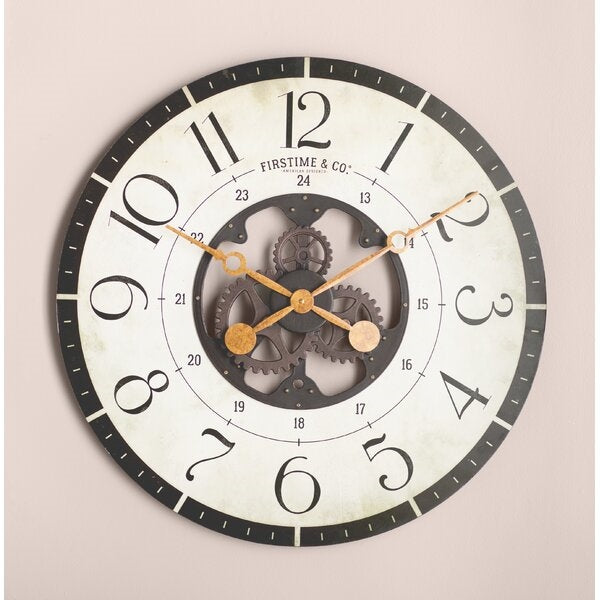 Rustic Bronze Industrial FarmHome Round Oversized Wall Clock - Deals Kiosk