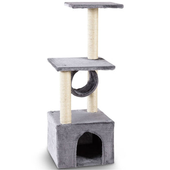 Gray 37 Inch Cat Tree Condo Kitten Play House Scratcher Post