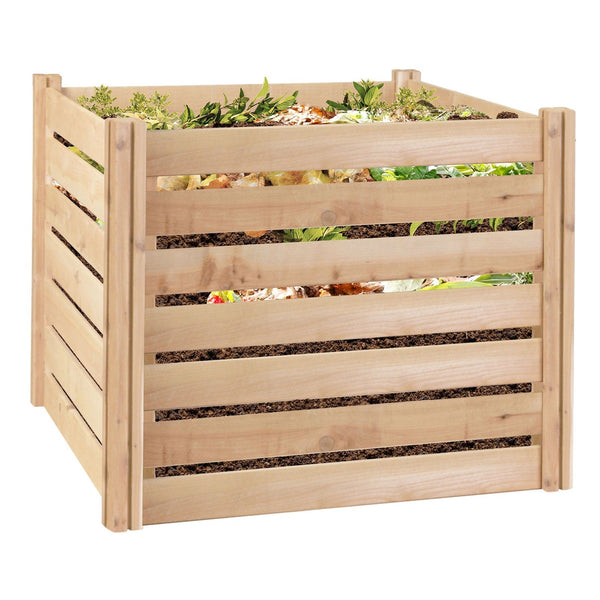Outdoor 174-Gallon Wooden Compost Bin made from Eco-Friendly Cedar Wood - Deals Kiosk