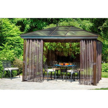 12-ft x 16-ft Year-Round Use Gazebo with UV Blocking Panels Canopy and Curtains - Deals Kiosk