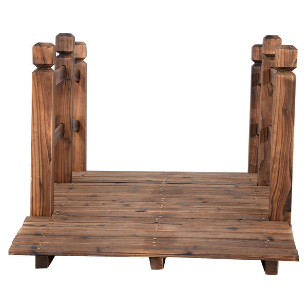 Solid Fir Wood 5-Ft Arch Garden Bridge Walkway - Great for Pond Landscaping - Deals Kiosk