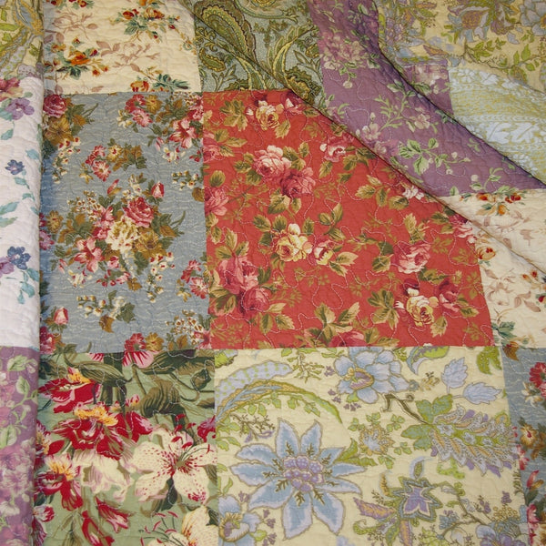 King size 100% Cotton Floral Quilt Set with 2 Shams and 2 Pillows - Deals Kiosk