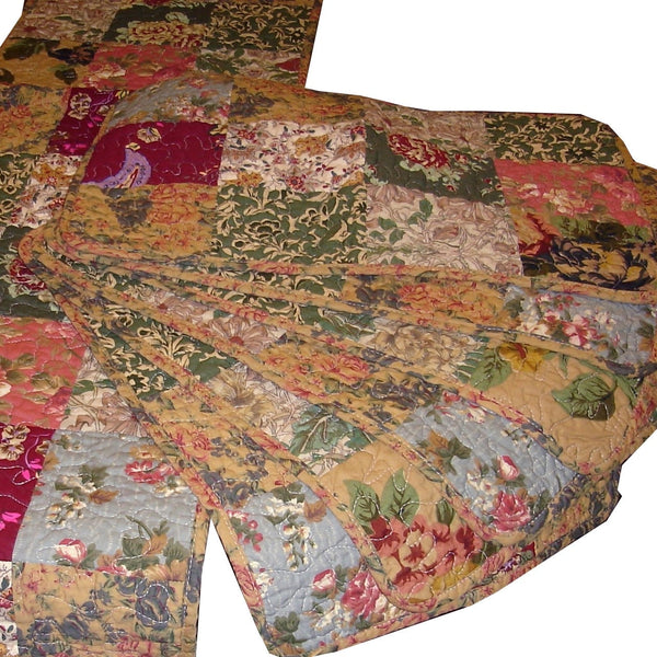 King 100% Cotton Floral Paisley Quilt Set w/ 2 Shams & 2 Pillows - Deals Kiosk