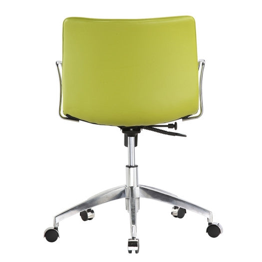 Green Faux Leather Modern Mid-Back Office Chair with Curved 26.7 inch Wide Seat - Deals Kiosk