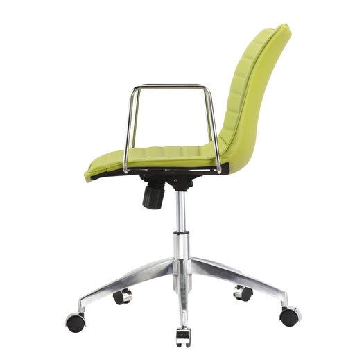 Green Faux Leather Modern Mid-Back Office Chair with Curved 26.7 inch Wide Seat - Deals Kiosk