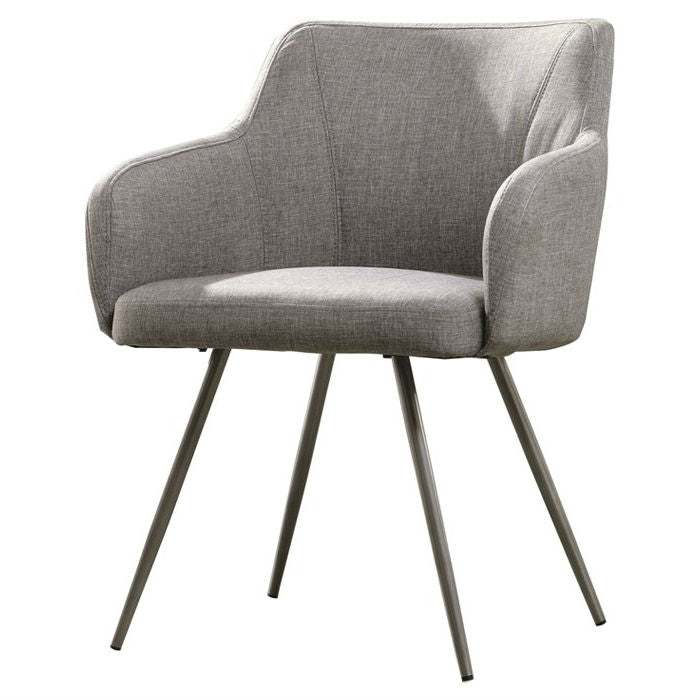 Gray Upholstered Mid-Century Polyester Low Back Armchair Steel Legs