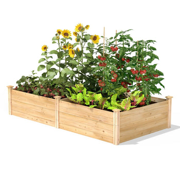 17-inch High Cedar Wood Raised Garden Bed 4 ft x 8 ft - Made in USA - Deals Kiosk