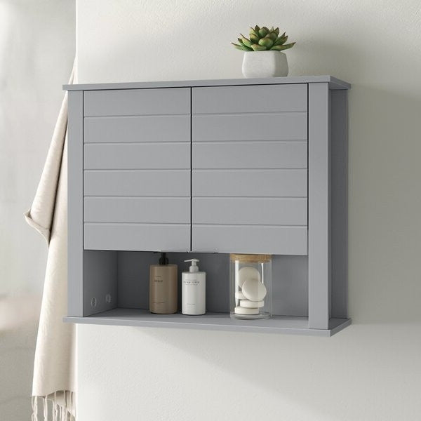 Gray 2 Door Wall Mounted Bathroom Storage Cabinet - Deals Kiosk