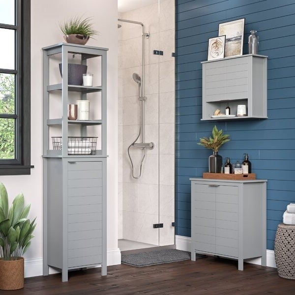 Gray 2 Door Wall Mounted Bathroom Storage Cabinet - Deals Kiosk