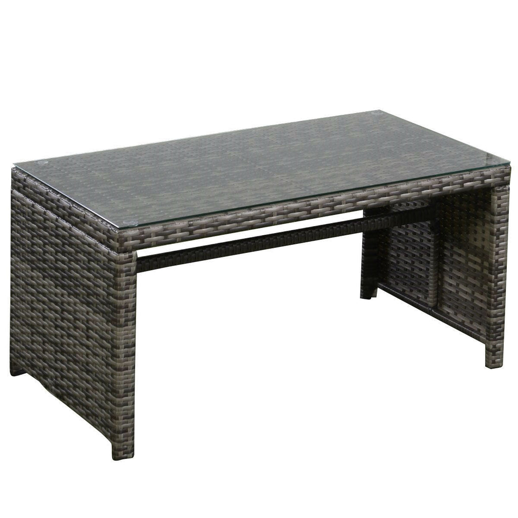 Grey Resin Wicker Rattan 4-Piece Patio Furniture Set with Seat Cushions - Deals Kiosk