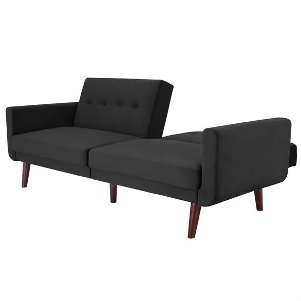 Grey Velvet Upholstered Sleeper Sofa Bed Mid-Century Modern Style - Deals Kiosk