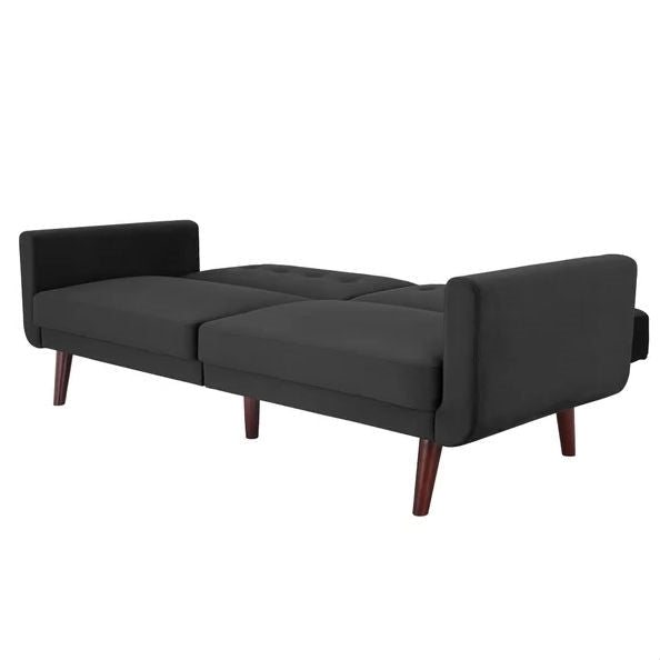 Grey Velvet Upholstered Sleeper Sofa Bed Mid-Century Modern Style - Deals Kiosk