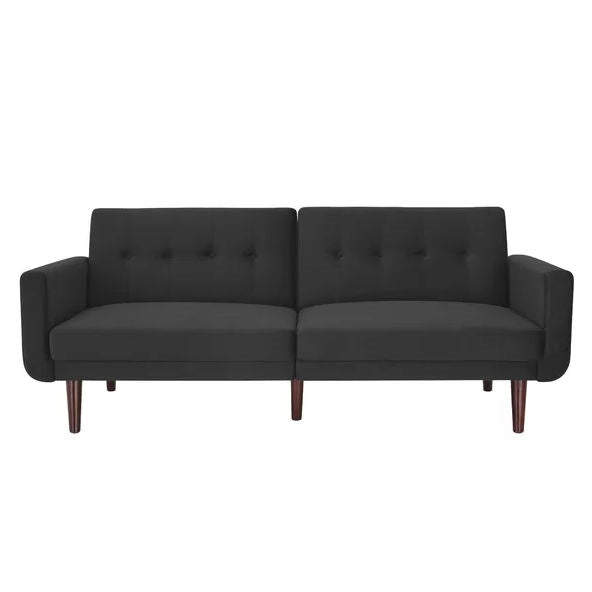 Grey Velvet Upholstered Sleeper Sofa Bed Mid-Century Modern Style - Deals Kiosk