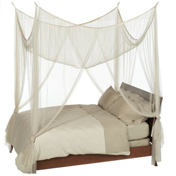 4-Post Bed Canopy in Ecru Color Mesh Fabric - Fits all Bed Sizes - Deals Kiosk