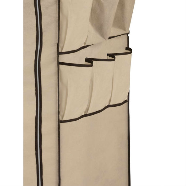 Tan 27-inch Portable Storage Closet Wardrobe with Shoe Organizer - Deals Kiosk