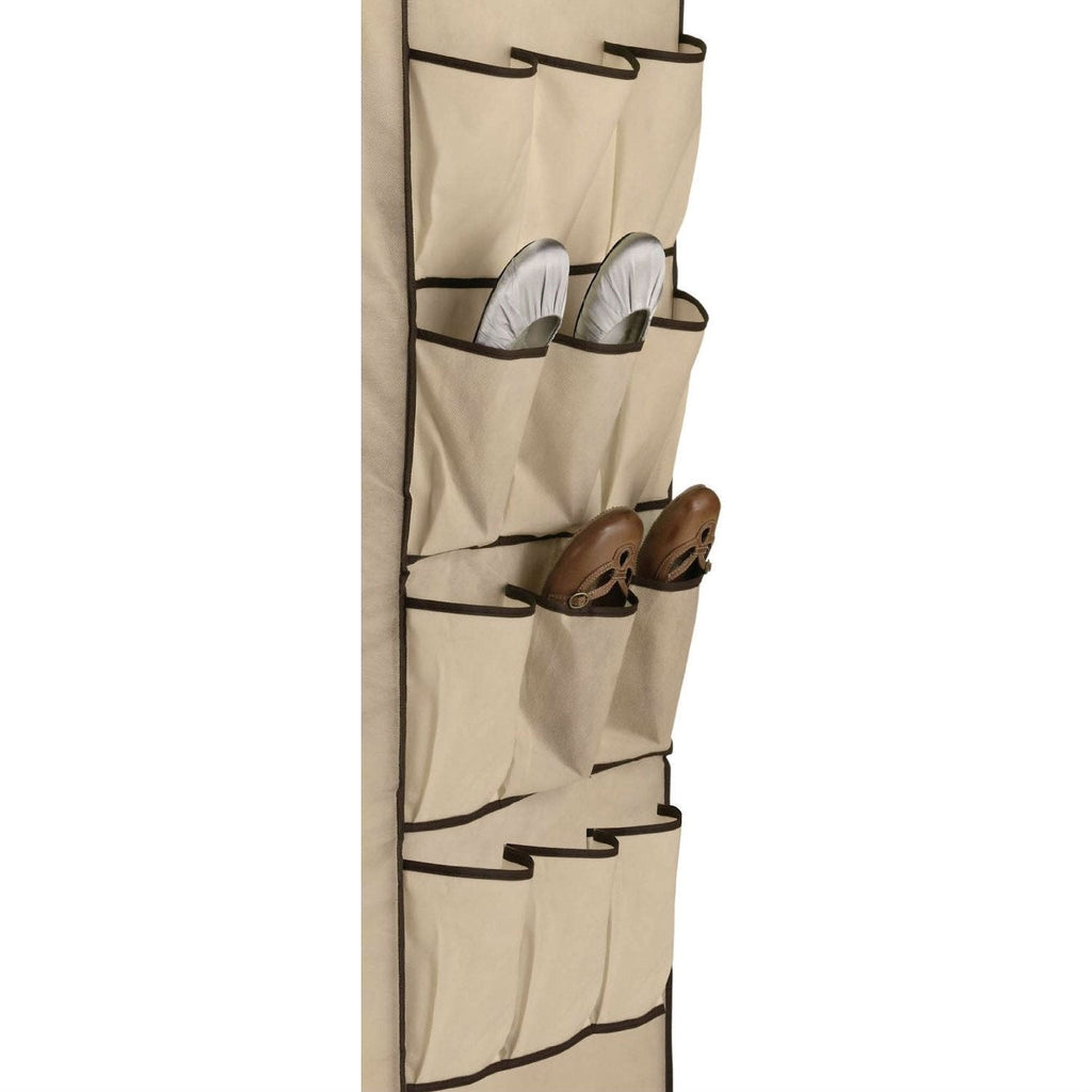 Tan 27-inch Portable Storage Closet Wardrobe with Shoe Organizer - Deals Kiosk