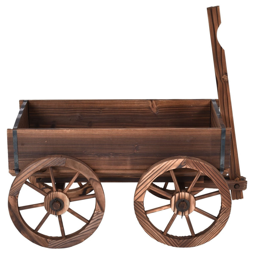 Mobile Half Barrel Solid Wood Planter Box on Wooden Wheels - Deals Kiosk