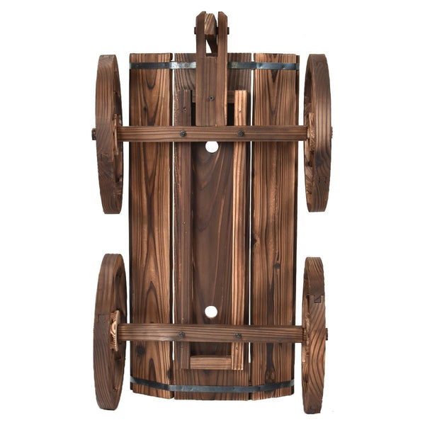 Mobile Half Barrel Solid Wood Planter Box on Wooden Wheels - Deals Kiosk