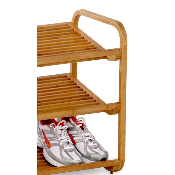 3-Tier Bamboo Shoe Rack Shelf  - Holds 9-12 Pairs of Shoes - Deals Kiosk