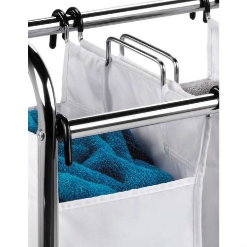 Heavy Duty Commercial Grade Laundry Sorter Hamper Cart in White Chrome - Deals Kiosk