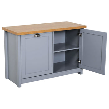 Gray and Oak Finish Wood Top Cabinet Entryway Storage Bench - Deals Kiosk