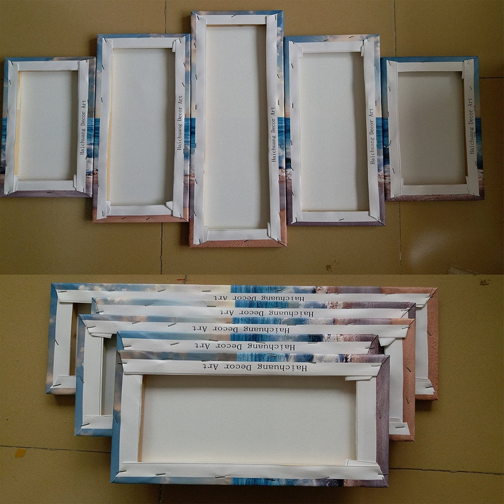 Beach Ocean Seascape 5-Panel Framed Canvas Print Wall Art - Deals Kiosk