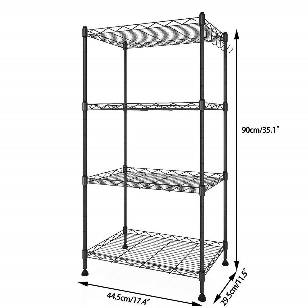 Black Metal 4-Shelf Wire Storage Rack Shelving Unit - Deals Kiosk