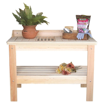 Wooden Potting Bench Garden Table  - Made in USA - Deals Kiosk