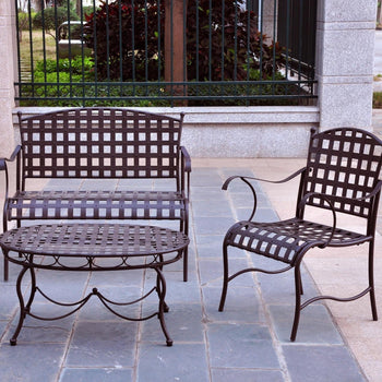 3-Piece Wrought Iron Patio Furniture Lounge Seating Group Set - Deals Kiosk