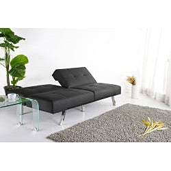 Black Leatherette Foldable Click-Clack Futon Sofa Bed - Deals Kiosk