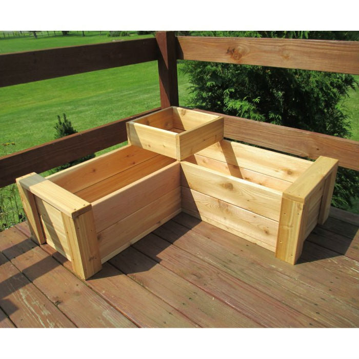 Heavy Duty Rot-Resistant Cedar 2 Level L-Shaped Planter Made in USA - Deals Kiosk