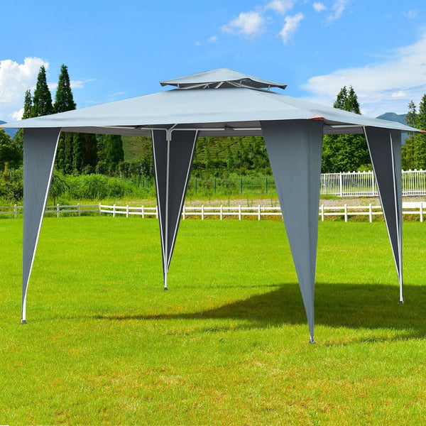 11.5ft x 11.5ft Steel Gazebo Canopy Awning Tent Gray - Deals Kiosk