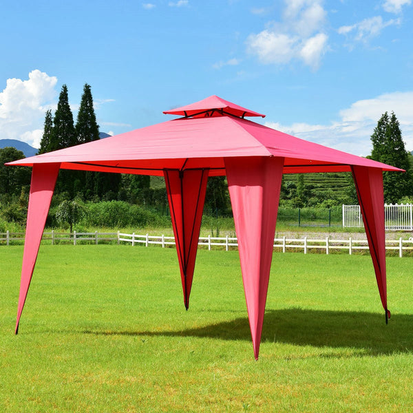 11ft x 11ft Steel Gazebo Canopy Tent Party Red - Deals Kiosk