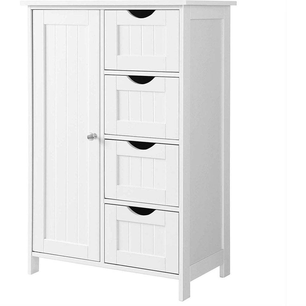 4 Drawer Adjustable Shelf White Bathroom Storage Cabinet