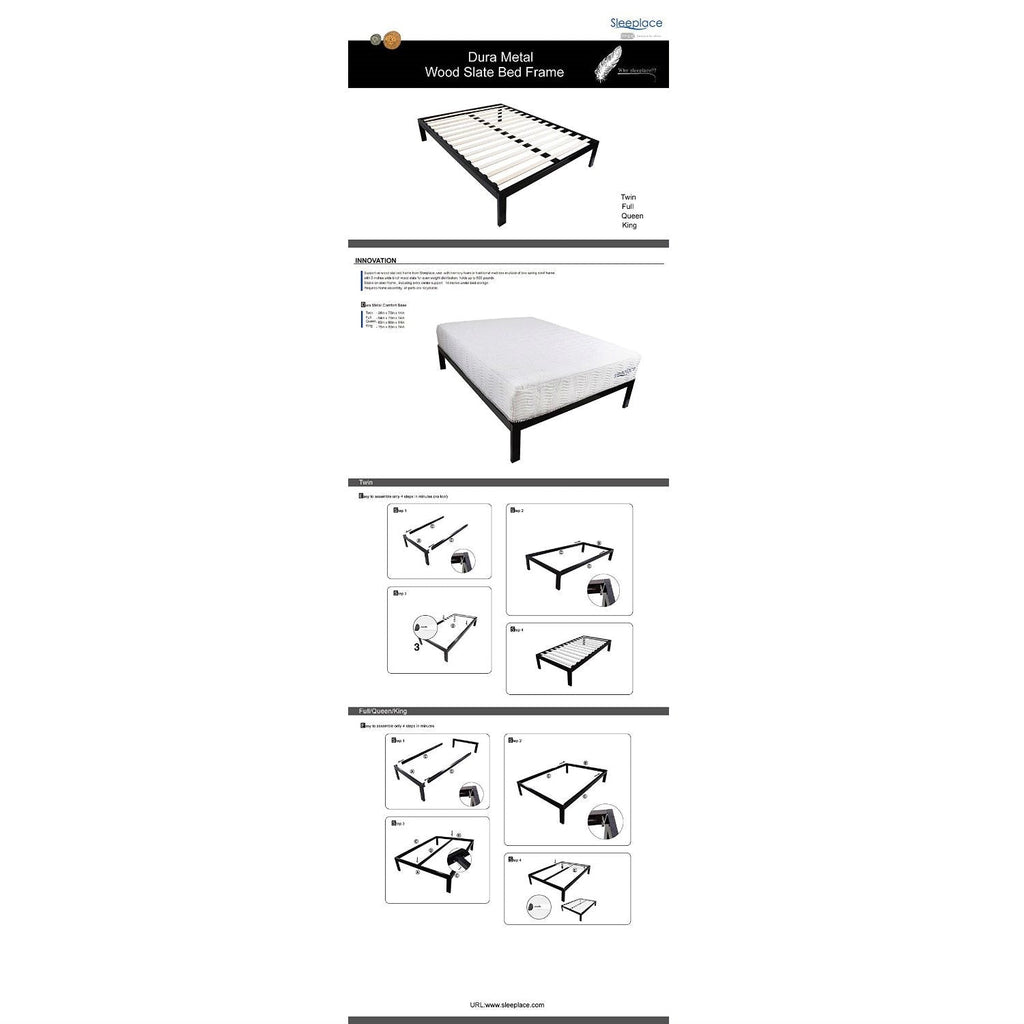 King size Asian Style Simple Metal Platform Bed Frame with Wood Slats - Deals Kiosk